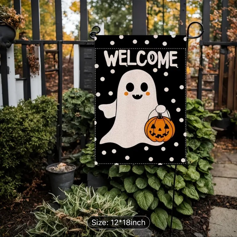 Spooky Halloween Welcome Garden Flag new